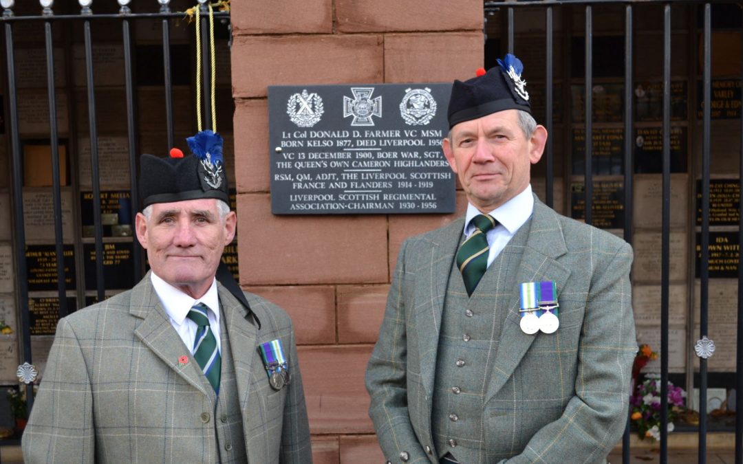 Tony Stranack and the Chairman at the plaque unveiled to the memory of Lt Col Farmer VC MSM on Anfield Cemetery, Liverpool on 14th December 2019